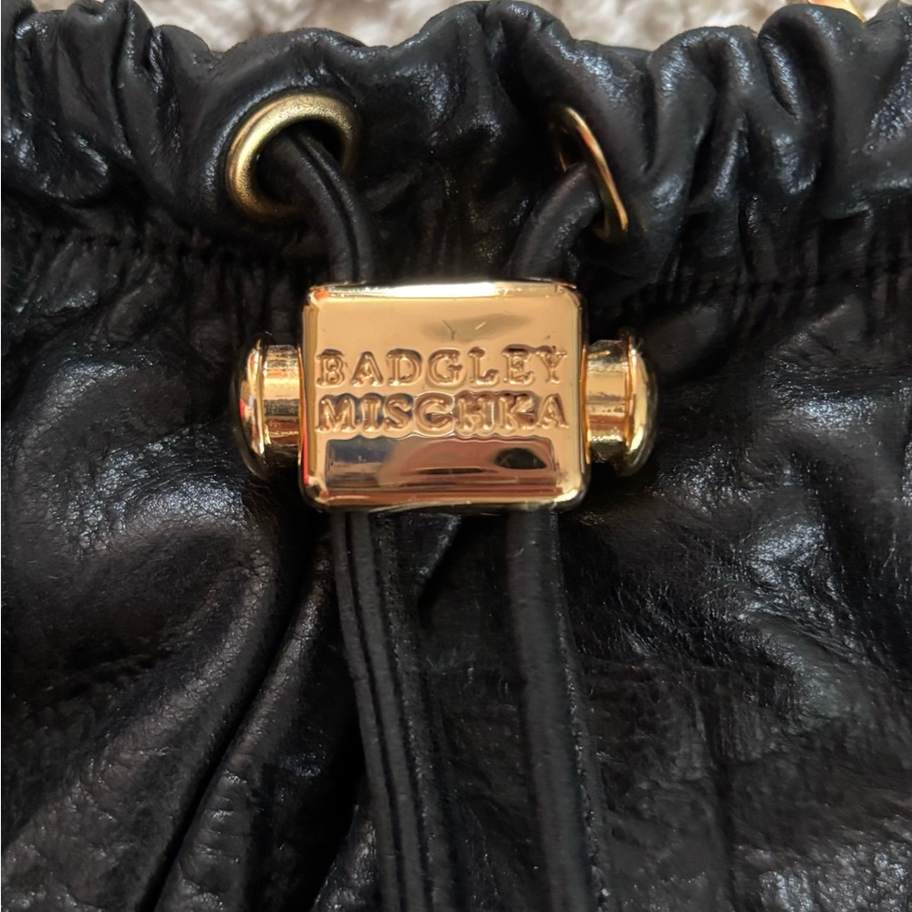 Badgley Mischka Black Leather bag with Gold Accents